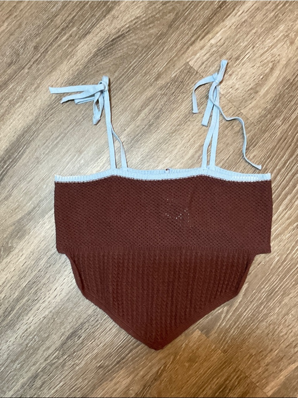 SHEIN Maroon Cropped Tank Top with Light Blue Straps